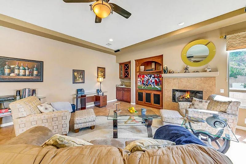 living room with mini bar