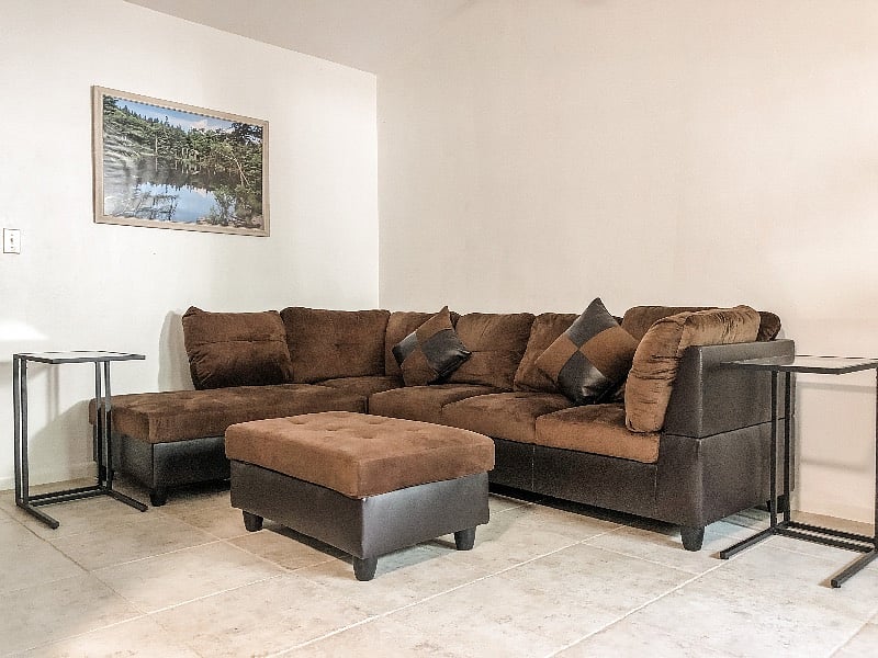 Relax in our comfortable sectional after a long work day.