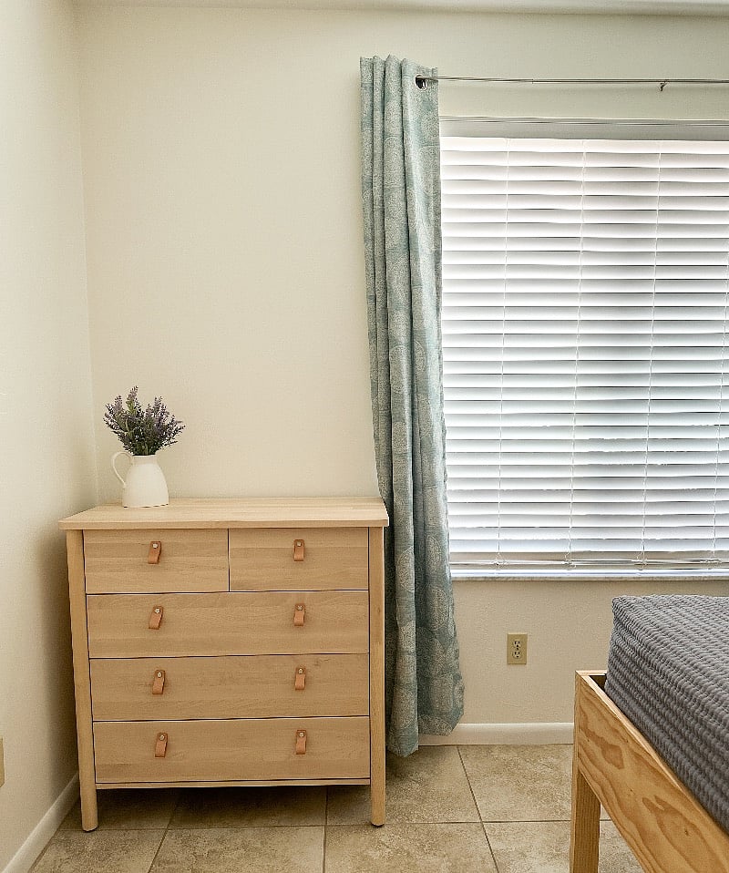 A dresser is provided for your use but there is also a walk-in closet with hangers, a mini-ironing board.