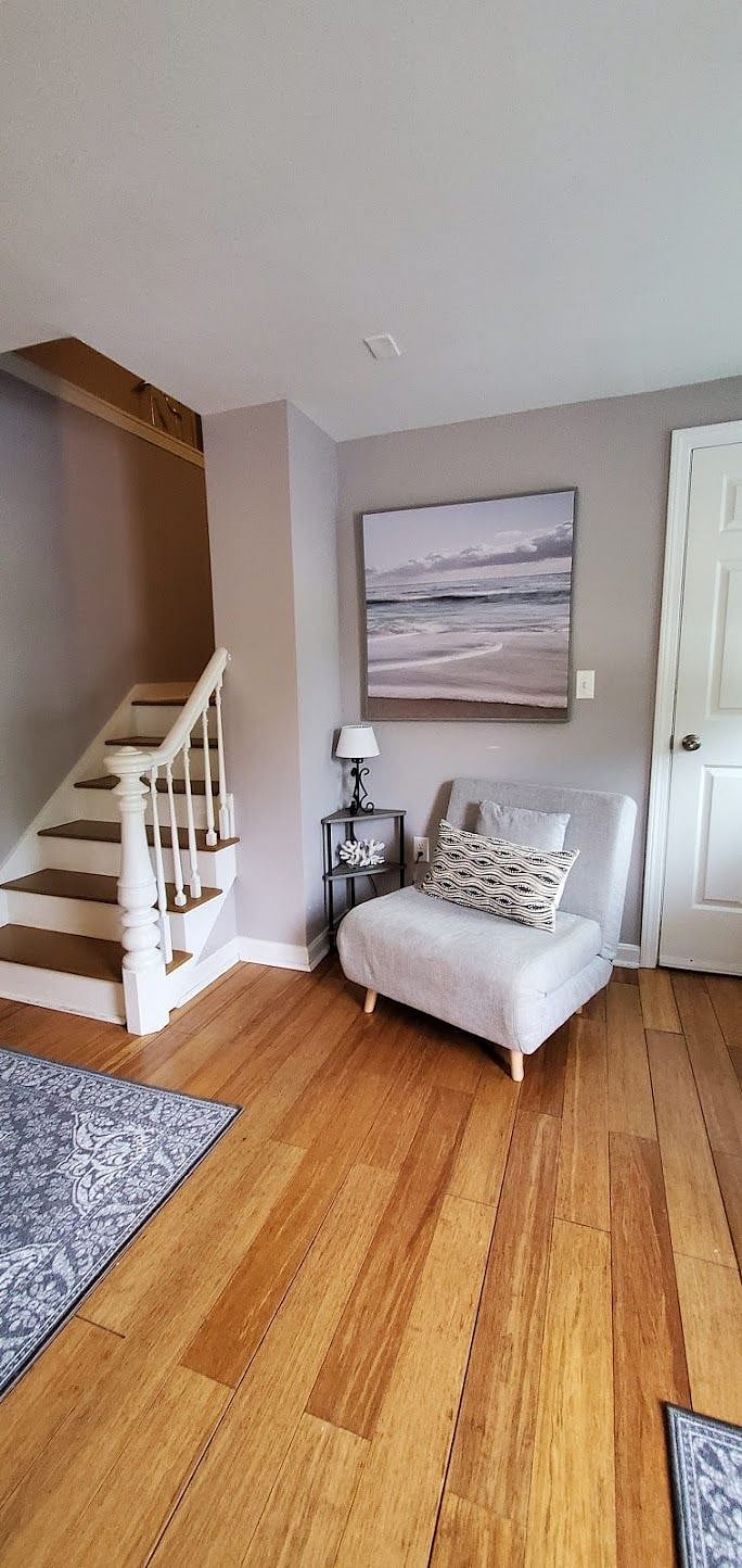 Fold out chair to single bed with deep closet in same area.