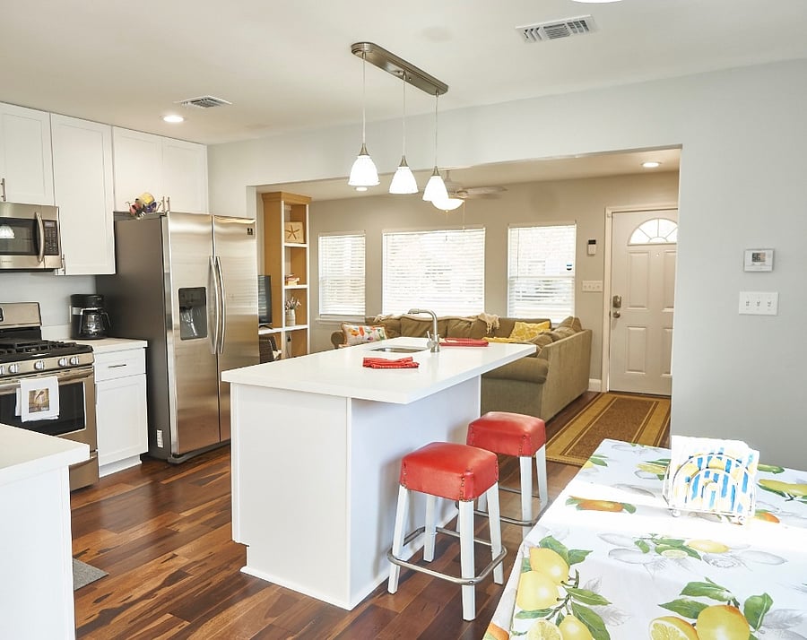 Kitchen facing living room