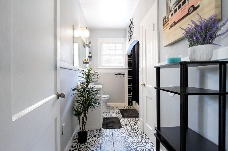 Full bathroom with bathtub shower