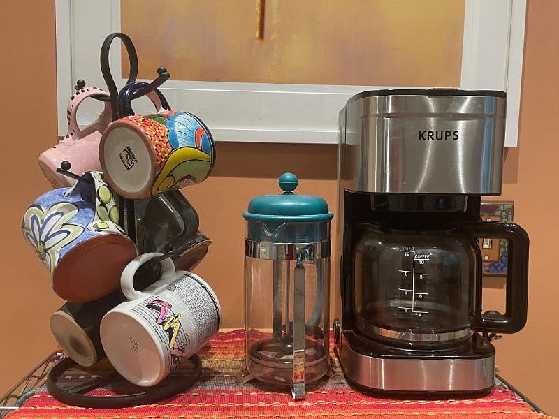 Coffeemaker, French Press, plenty of mugs! I will leave some coffee and tea to get you started - just let me know which you like to drink.