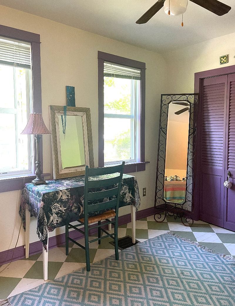 Front bedroom, vanity desk, full size mirror, large close