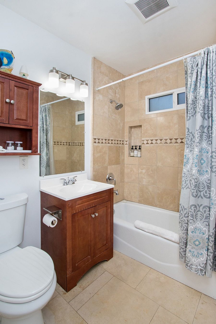 Bathroom #2, Bathtub and shower. Next to kitchen and living room.