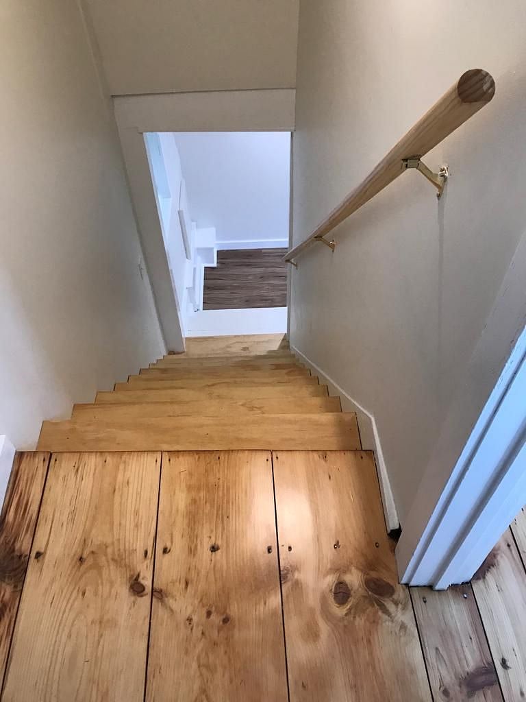 refinished yellow pine floor and stairs