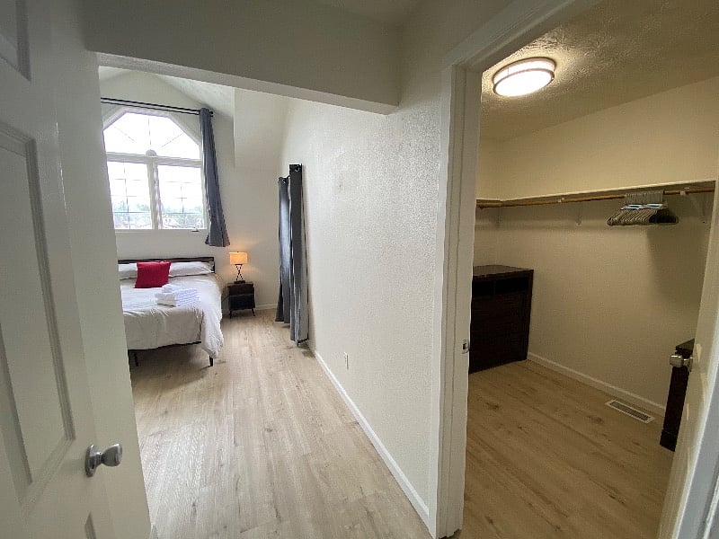 Master bedroom + walk in closet