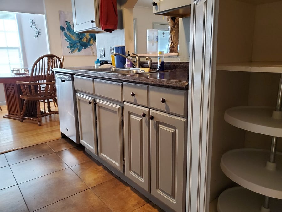 This cabinet is spacious and features a lazy Susan installation for enhanced functionality.