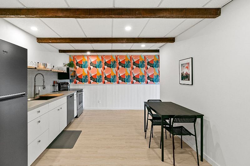 Full-sized kitchen with dining area