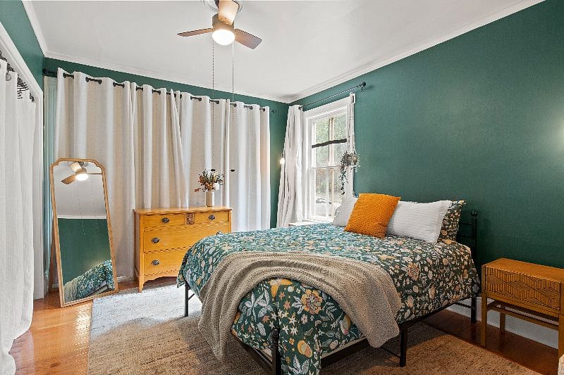 Bedroom with two large closets