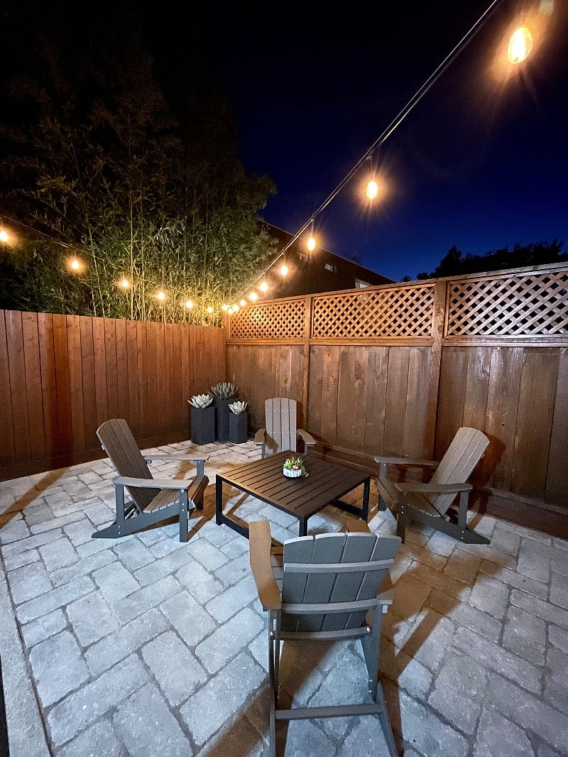 Your beautiful private patio at night, just a great spot to unwind.