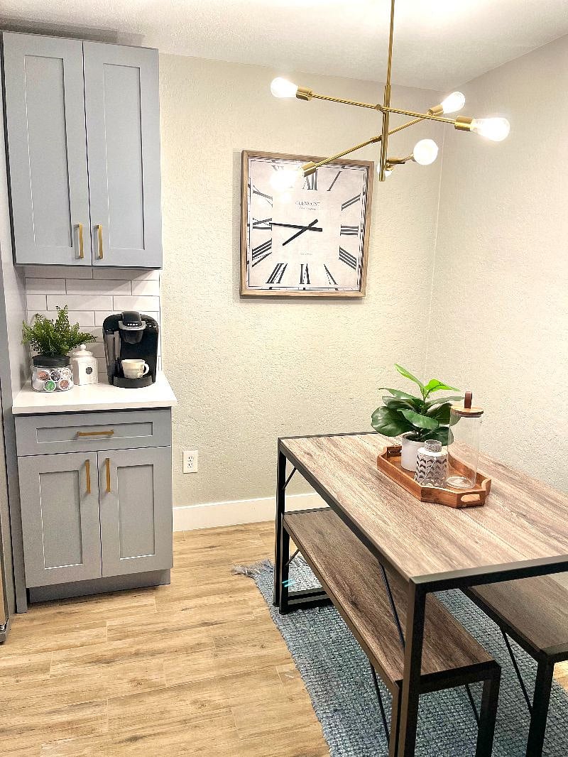 A multi-functional kitchen table - ready for your next meal or use as a desk for working from home. 