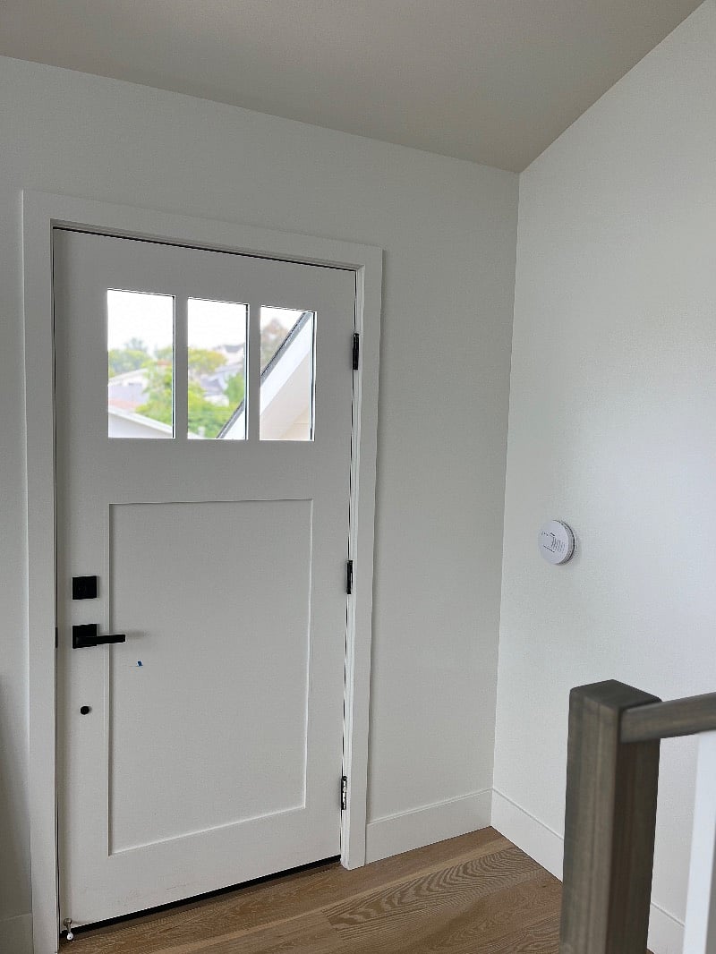 Interior view of exterior door