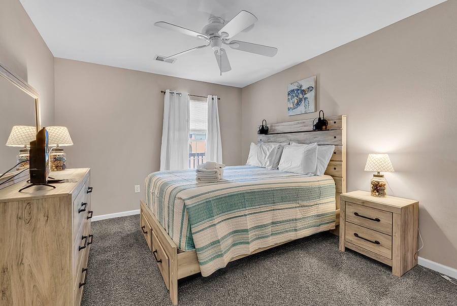 Guest bedroom 2 with TV and black out curtains