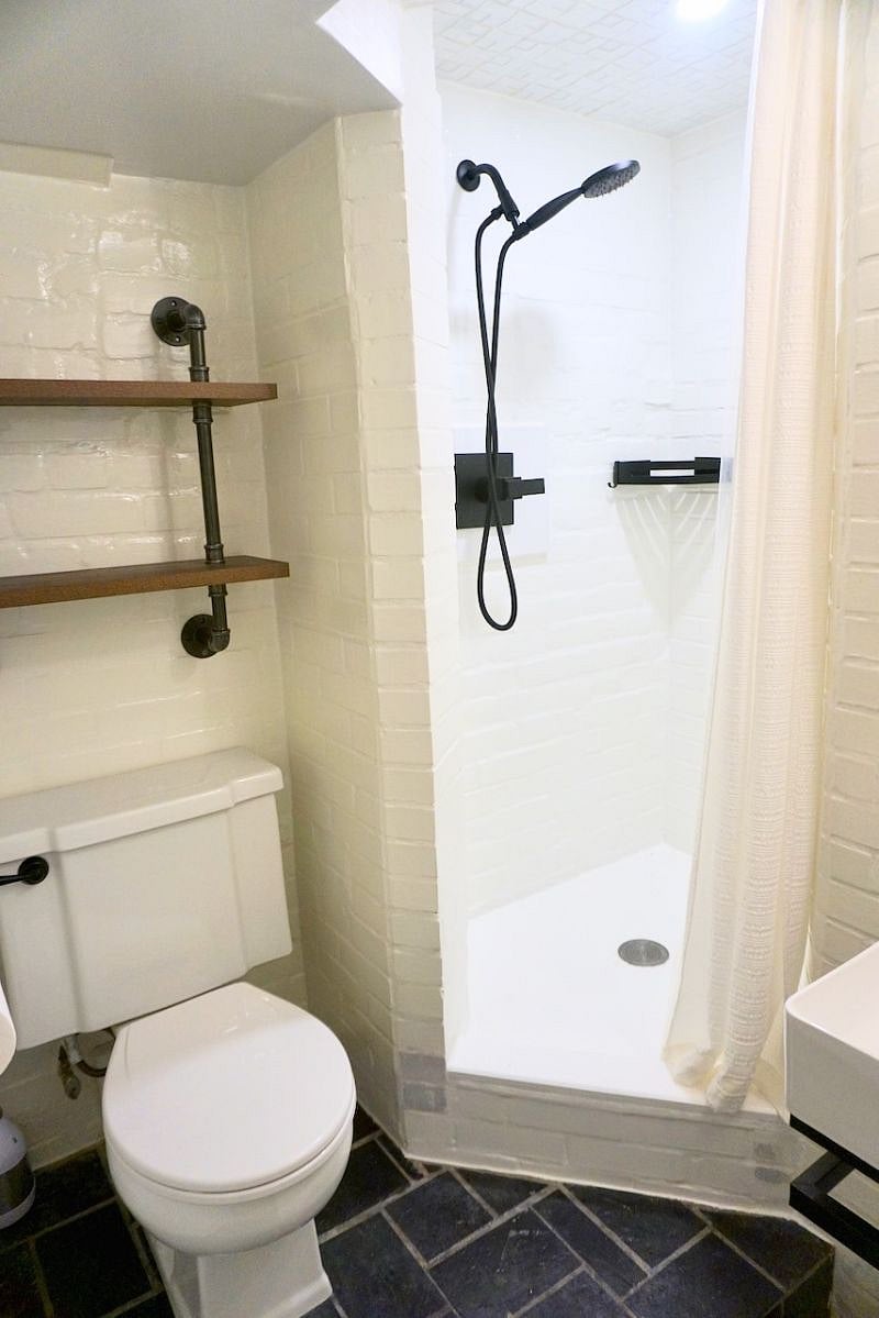 One-of-a-kind bathroom with shower