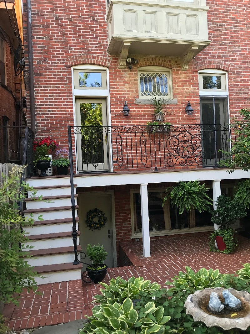 Private entrance from garden courtyard at rear of house