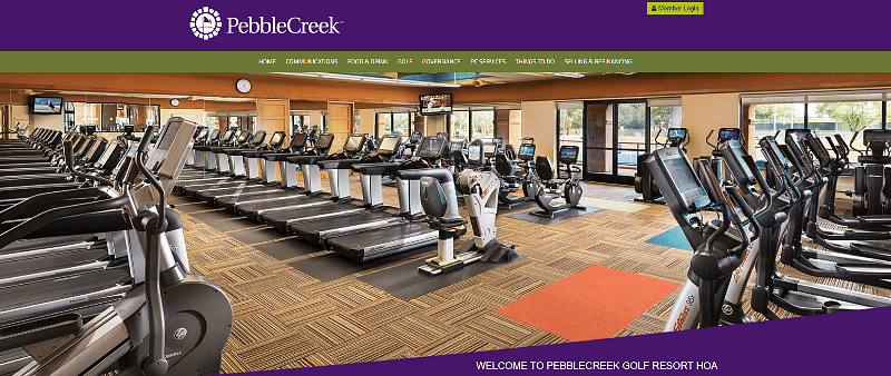 Two fitness centers in the Pebble Creek community.  Available with a month or longer rental and additional monthly resort fee.
