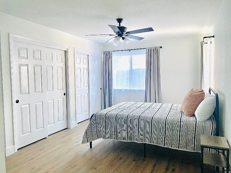 Downstairs bedroom with attached bathroom
