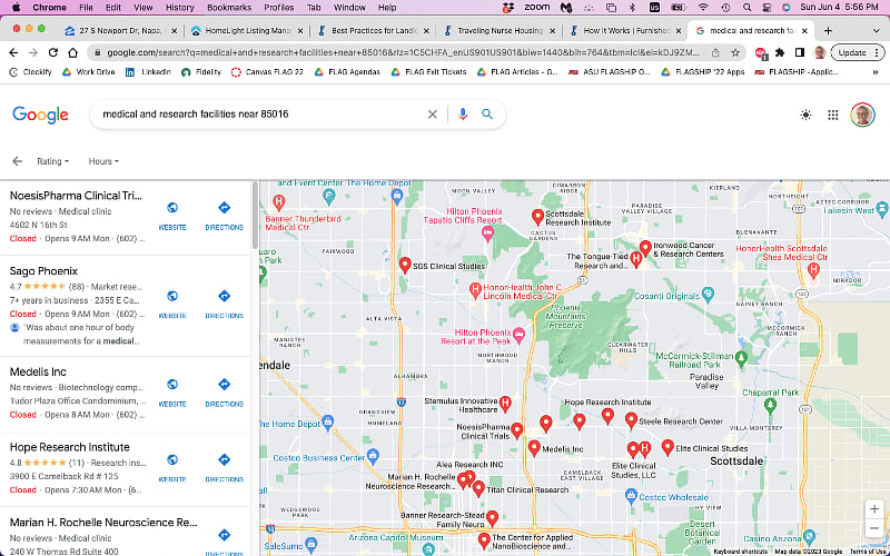 Nearby medical and research facilities