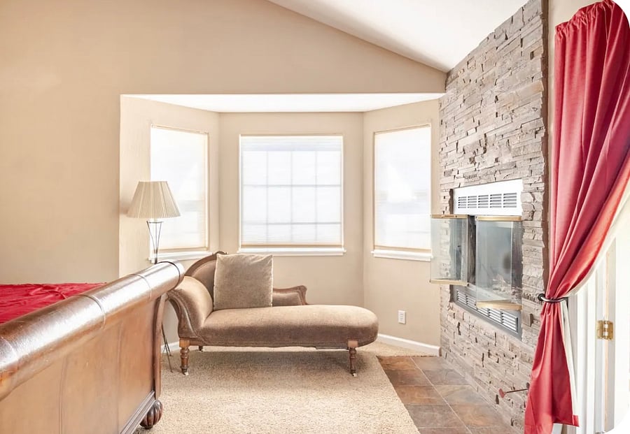 Master bedroom with fireplace 