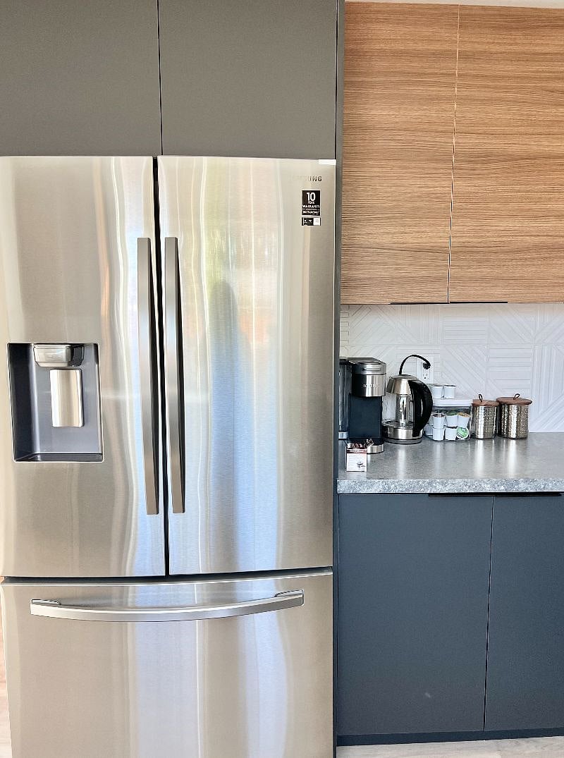 French-door refrigerator, coffee, tea station 