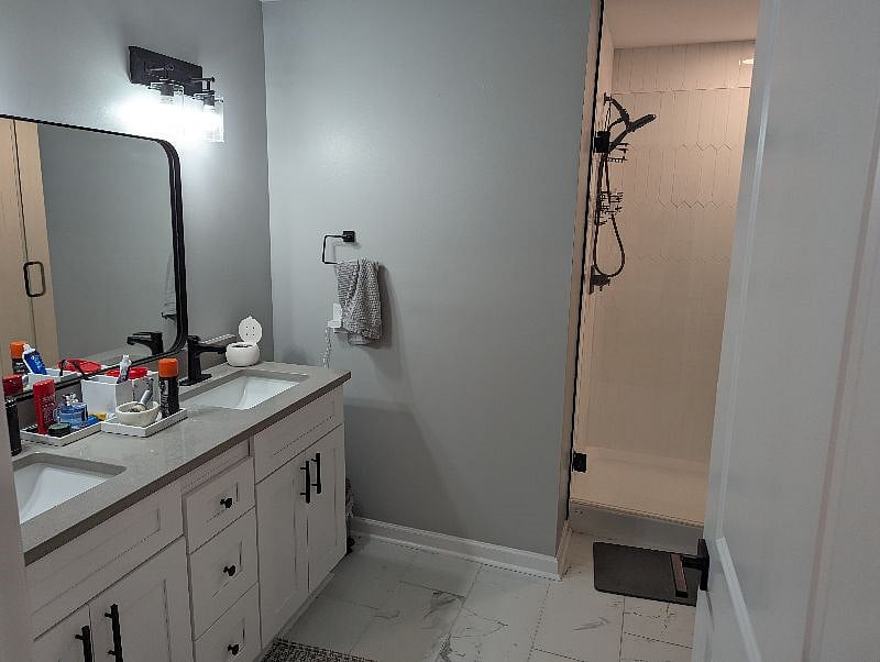 Master Bath with double vanity and large walk in shower