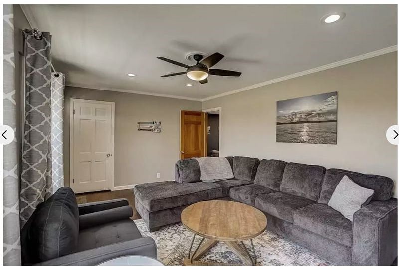 Front living area showing entry to the second living area