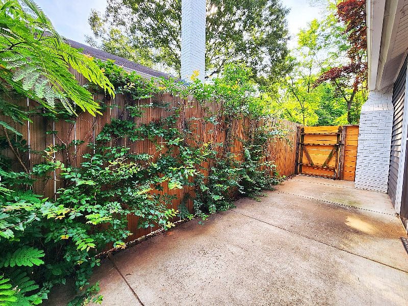 Side yard with gate.