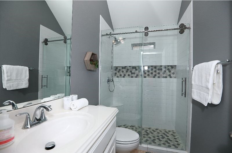 2nd bathroom with newly renovated standing shower.