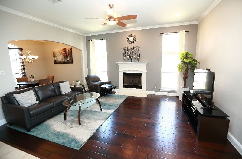 Living room with electric recliner chair for the comfort of your movie time.