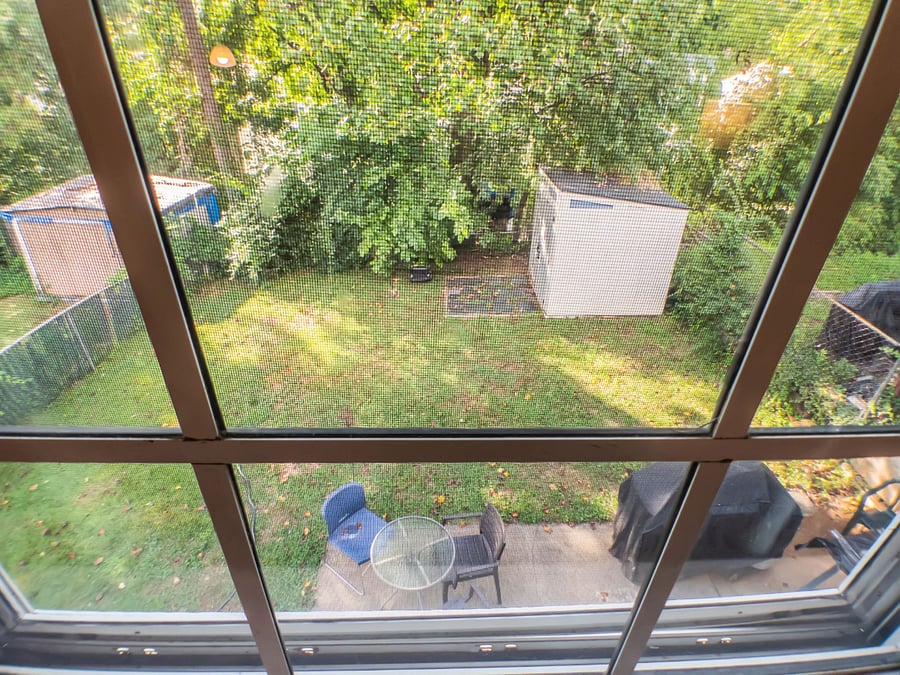 Quiet back yard w/ garden view.