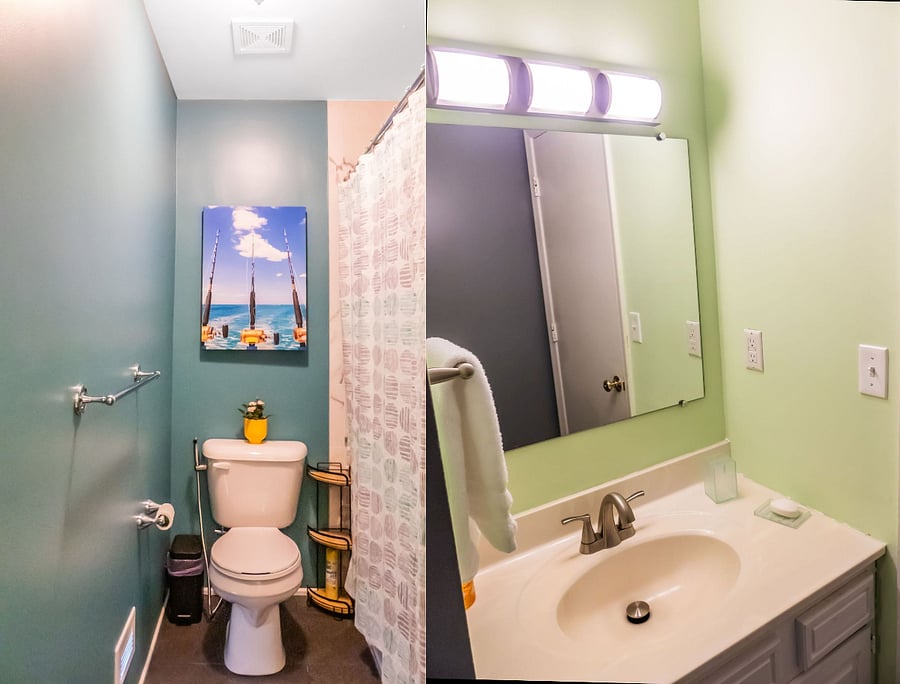 Side by side photo of private commode and your vanity.