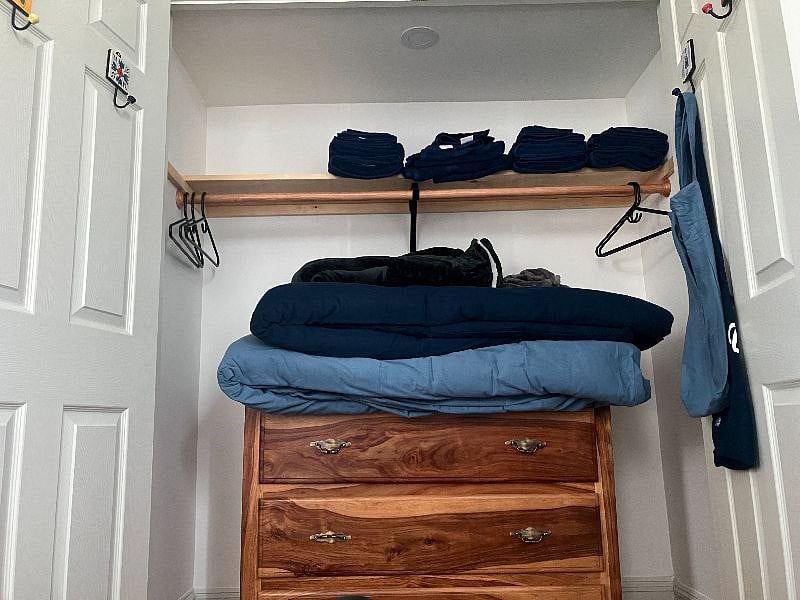Plenty of storage space, with closets stocked with bed linen