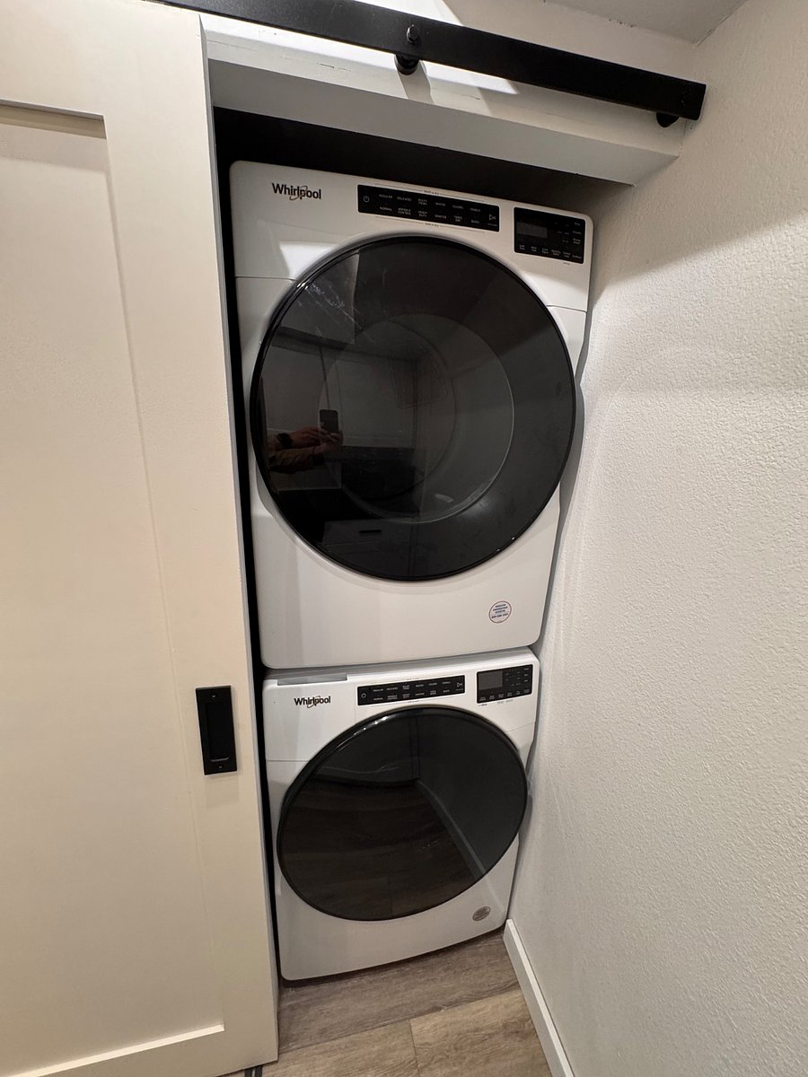 Full-size stacked washer-dryer