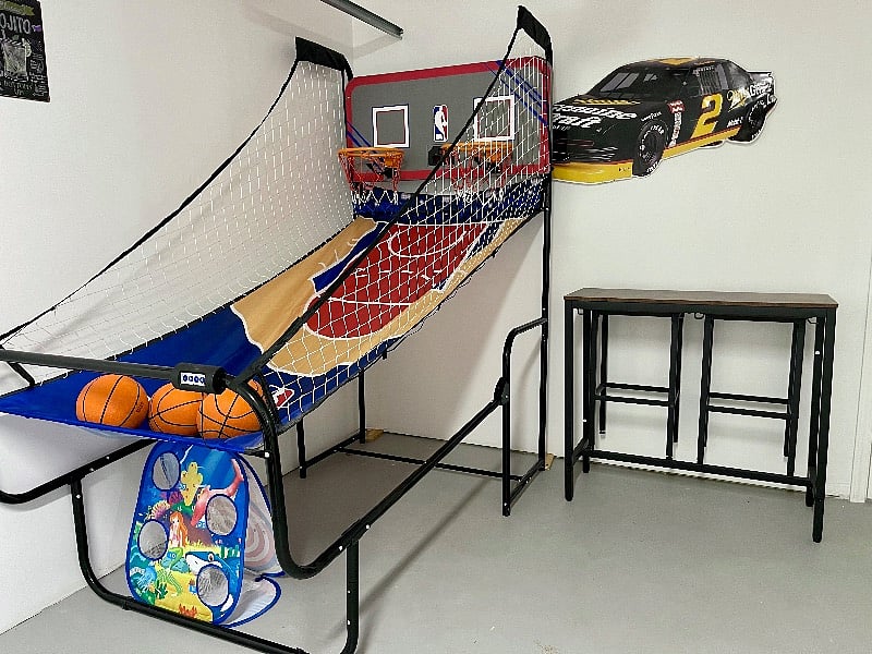 Game Room with Foosball, Basketball, games and Washer/Dryer