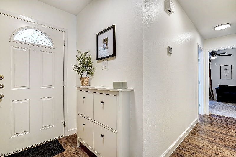Built in shoe cabinet for organization in entry way