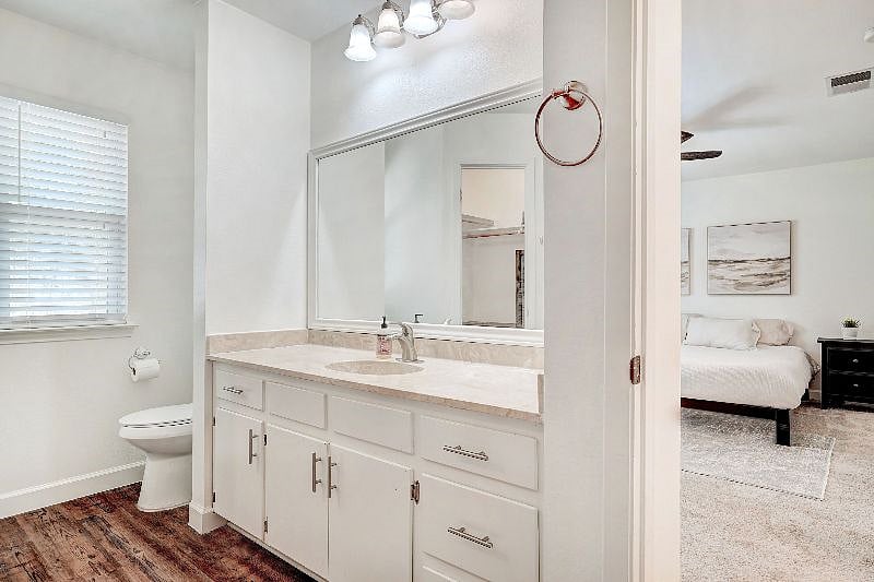 Primary bathroom with two large closets