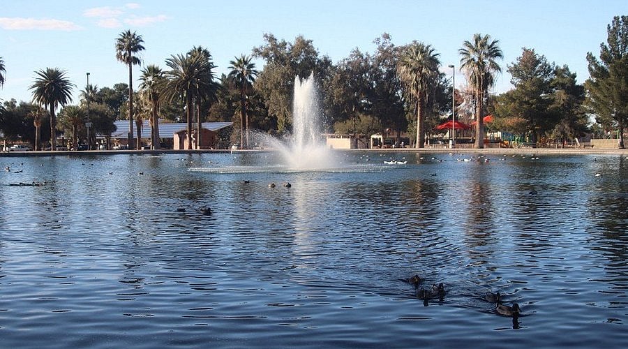 Enjoy the large lake in Reid Park