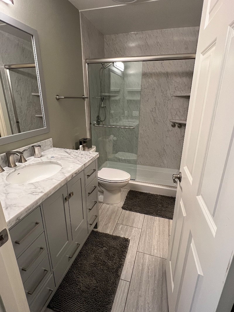 Primary bedroom's bathroom. Walk in shower. Beautiful upgrades.