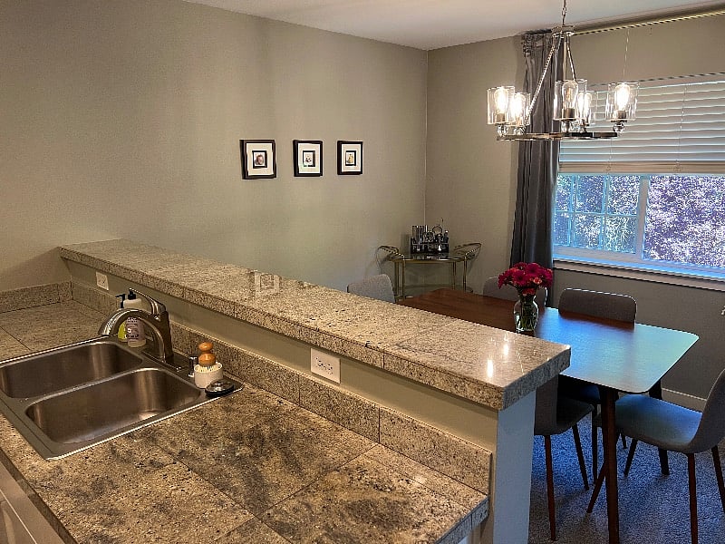 Kitchen open to dining and livingroom