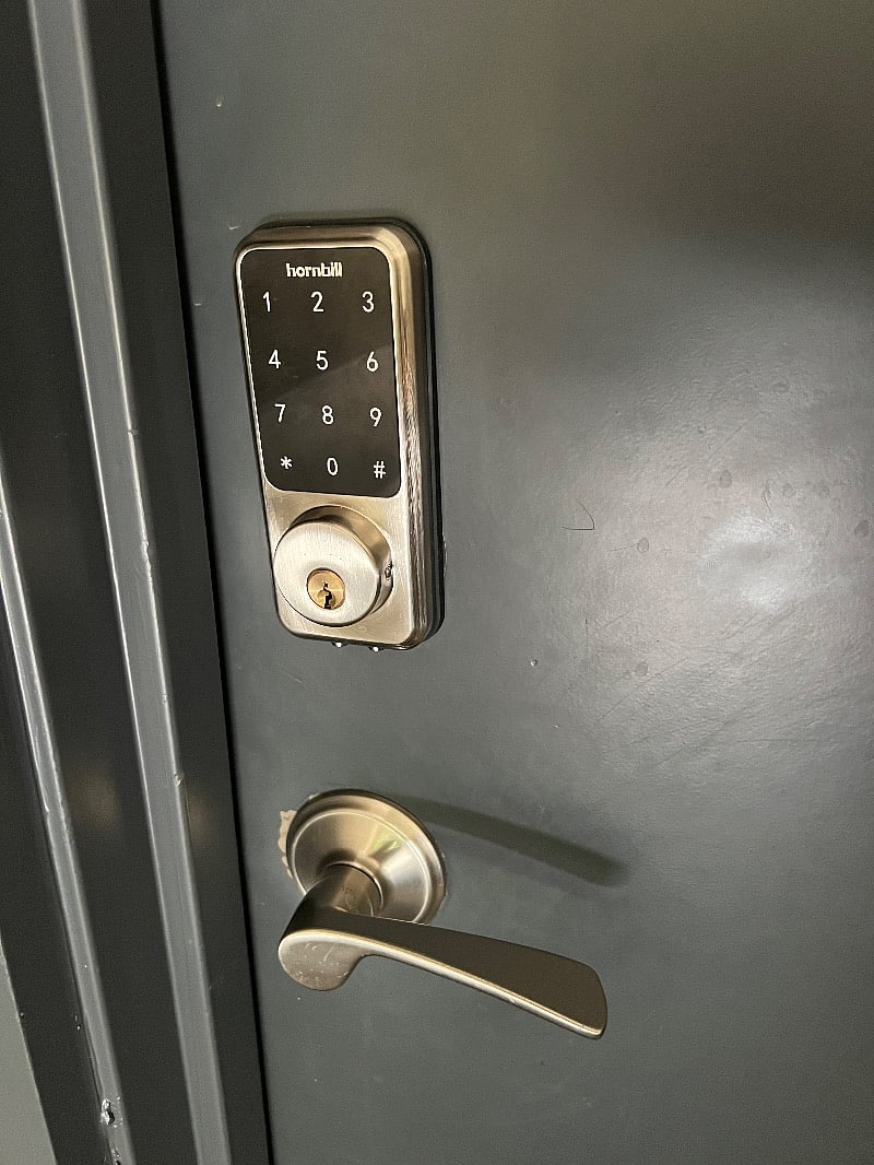 Electronic lock with personalized code for your stay.