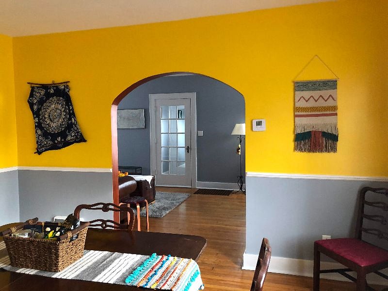 view from dining room into living room