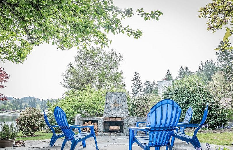 Outdoor fireplace and patio