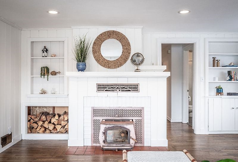 Living Room with wood burning stove