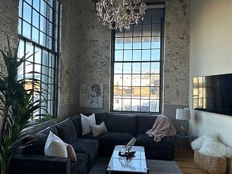 Large Smart TV, Comfortable Down Filled Sectional Sofa