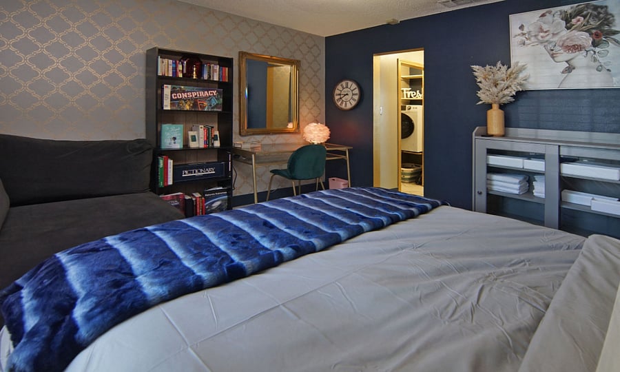 Laundry can be seen in the hallway - washer/dryer combo unit
