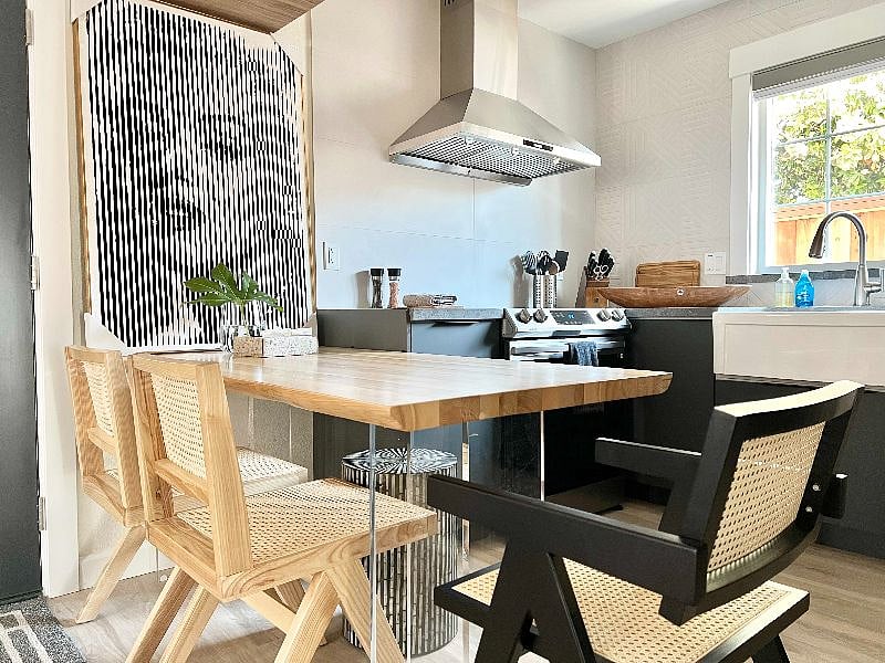 Designer rattan/solid wood chairs