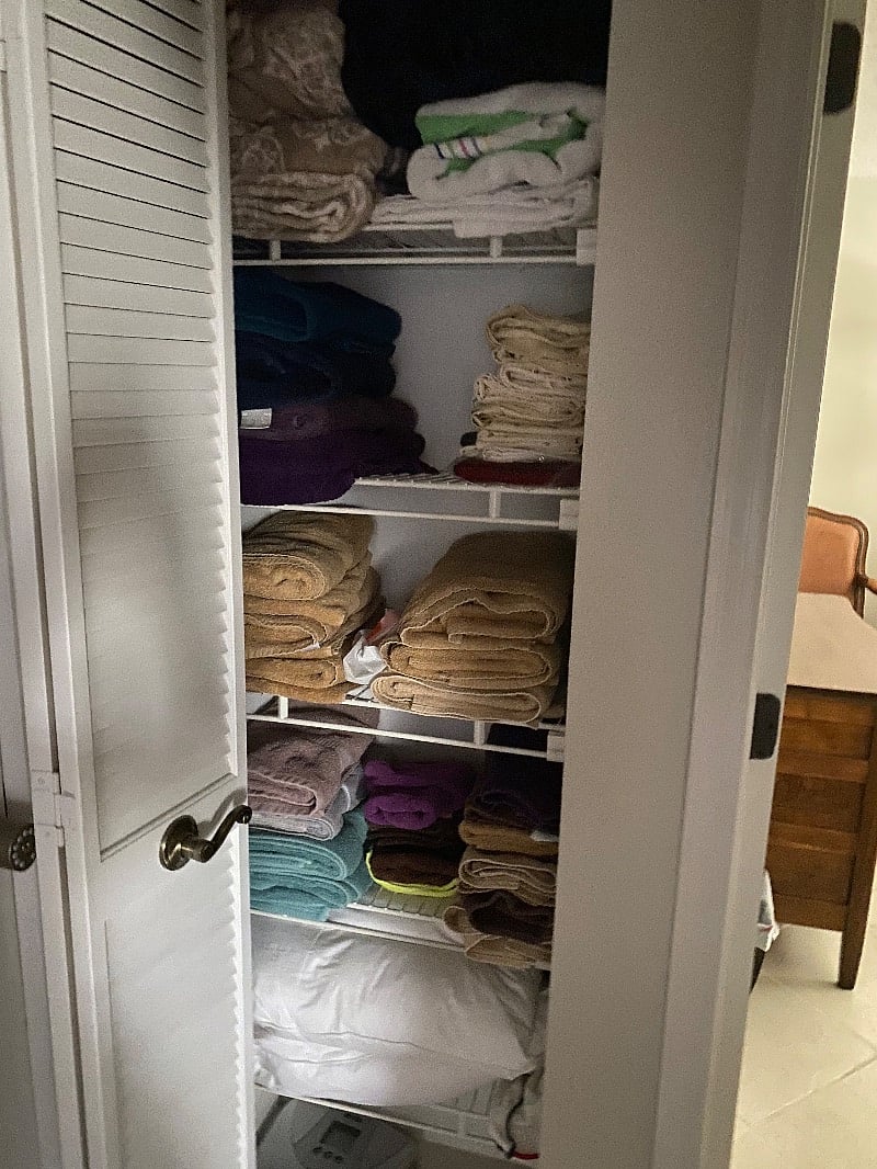 extra towels, sheets, pillows and blankets