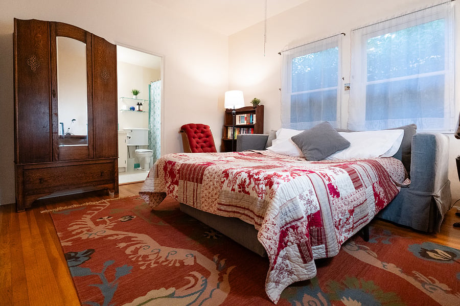 Second bedroom with fold-out Queen size memory foam sofa bed.