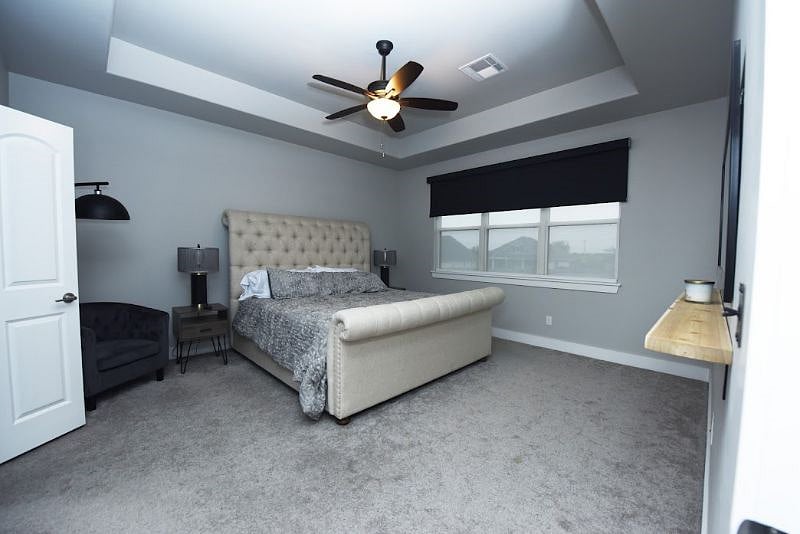 Master Bedroom with Remote Controlled Blackout Curtains